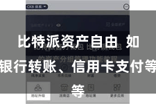 比特派资产自由  如银行转账、信用卡支付等
