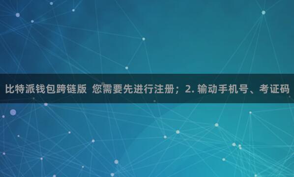 比特派钱包跨链版  您需要先进行注册；2. 输动手机号、考证码